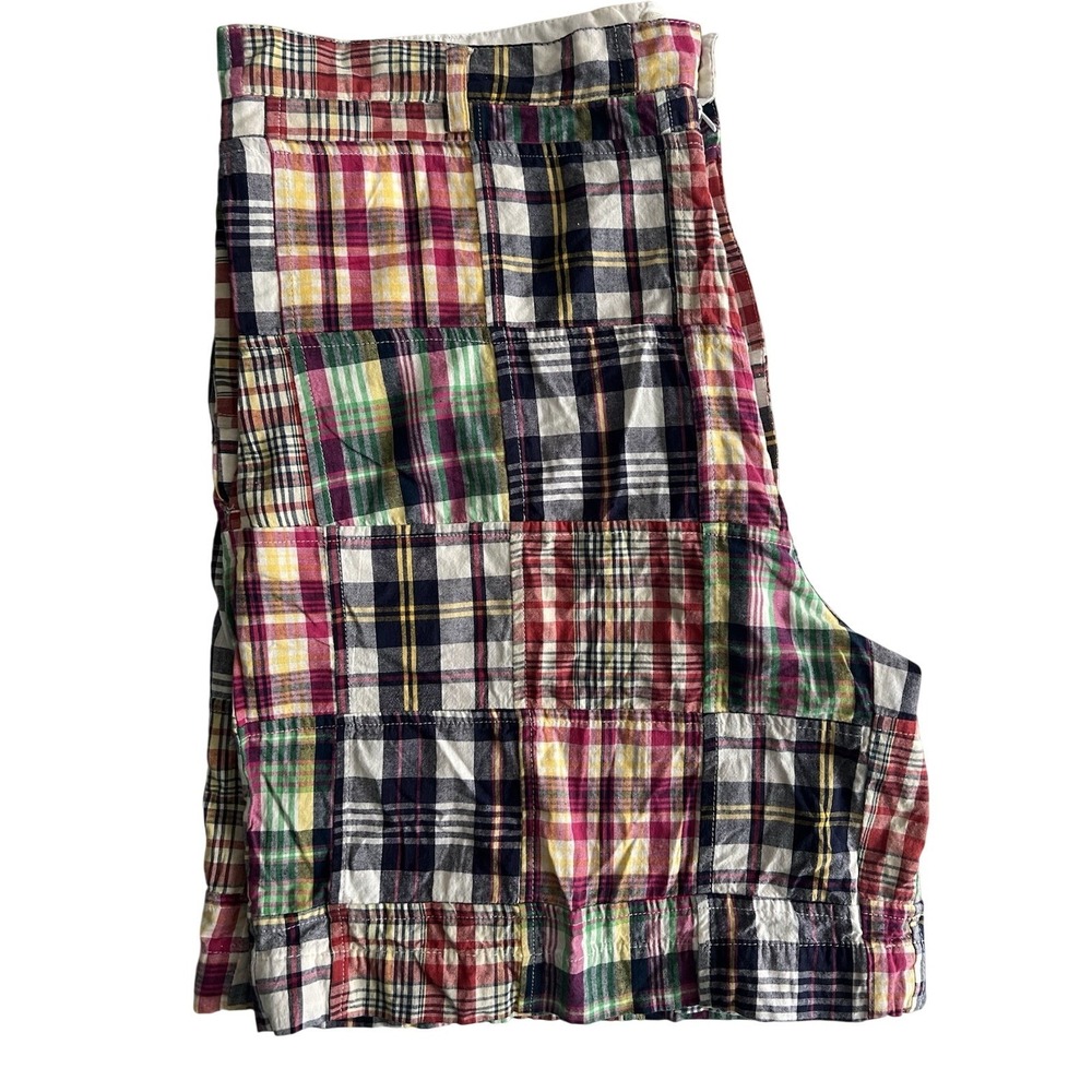 The Vermont Country Store Men's 38 Shorts Plaid Patchwork Madras Cotton Preppy - Picture 4 of 12